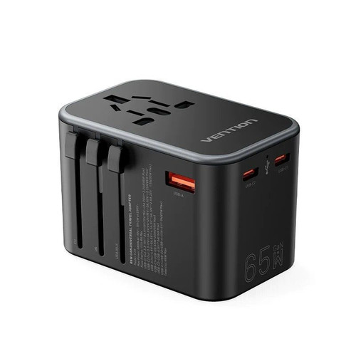 CARGADOR PARED UNIVERSAL TOMA DE CORRIENTE/2xUSB-C/USB-A 65W NEGRO VENTION (Espera 4 dias)-SX99 CARGADOR PARED UNIVERSAL TOMA DE CORRIENTE/2xUSB-C/USB-A 65W NEGRO VENTION (Espera 4 dias)
