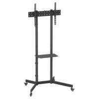 AISENS - SOPORTE DE SUELO ECO CON RUEDA, BANDEJA PARA DVD PARA MONITOR/TV 45KG DE 37-70, NEGRO