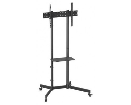 AISENS - SOPORTE DE SUELO ECO CON RUEDA, BANDEJA PARA DVD PARA MONITOR/TV 45KG DE 37-70, NEGRO