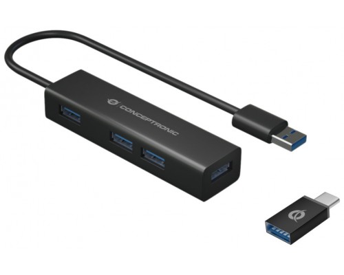 HUB USB-C 3.0 CONCEPTRONIC HUBBIES07B 4 PUERTOS USB