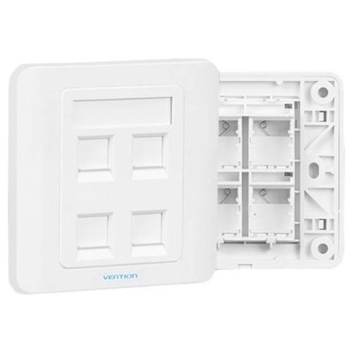 PLACA DE PARED TIPO 86 4 PUERTOs RJ45 BLANCO VENTION (Espera 4 dias)