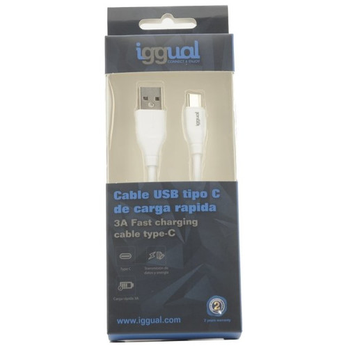 iggual Cable USB-A/USB-C 100 cm blanco Q3.0 3A-IA61 iggual Cable USB-A/USB-C 100 cm blanco Q3.0 3A