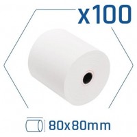 Pack 100 rollos papel térmico sin BPA 80x80mm