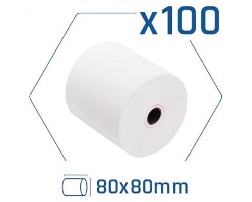 Pack 100 rollos papel térmico sin BPA 80x80mm