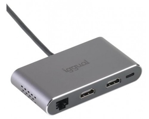iggual Hub C 8 en 1 2xHDMI 2xUSB 2xSD RJ45 PD100W