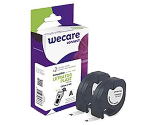 ARMOR    WECARE Etiqueta transparente Texto negro para DYMO LETRATAG PLAST 12mmx4m. Dos cintas por caja