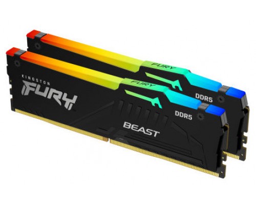 MEMORIA KINGSTON 16GB KIT2 6000MT/S DDR5 CL30  FURY BEAST RGB XMP - KF560C30BBAK2-16 (Espera 4 dias)