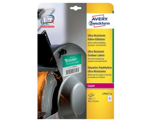 PAQUETE 10 HOJAS ETIQUETAS MUY RESISTENTES DE POLIETILENO FLEXIBLE-99,1 X 42,3 MM AVERY L7913-10 (Espera 4 dias)-SX30 PAQUETE 10 HOJAS ETIQUETAS MUY RESISTENTES DE POLIETILENO FLEXIBLE-99,1 X 42,3 MM AVERY L7913-10 (Espera 4 dias)