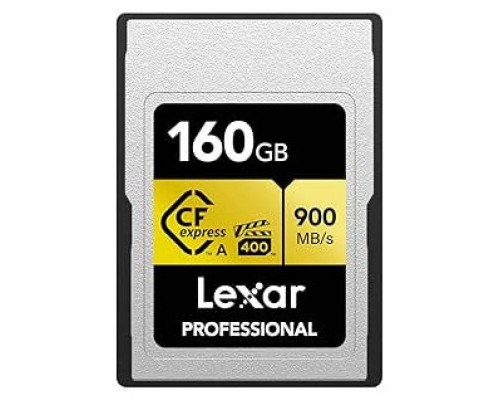 LEXAR 160GB PROFESSIONAL CFEXPRESS TYPE A CARD GOLD SERIE, UP TO 900MB/S READ 800MB/S WRITE. VPG 400 (Espera 4 dias)