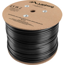 BOBINA CABLE DE RED LANBERG EXTERIOR SFTP RJ45 CAT.6A SOLIDO CU 305M NEGRO FLUKE PASSED