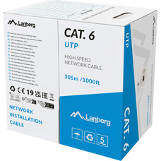 BOBINA CABLE DE RED LANBERG UTP CAT.6 SOLIDO CU LSZH CPR 305M GRIS FLUKE PASSED