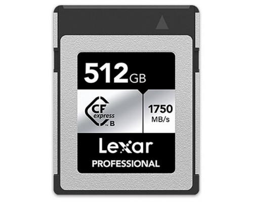 LEXAR 512GB PROFESSIONAL CFEXPRESS TYPE B CARD SILVER, UP TO 1750MB/S READ 1300MB/S WRITE (Espera 4 dias)