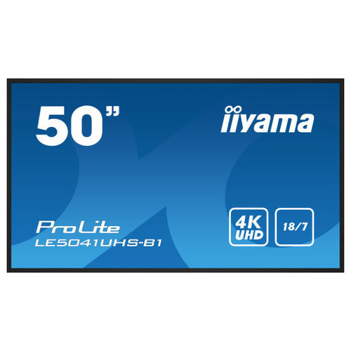 iiyama LE5041UHS-B1 pantalla de señalización Pantalla plana para señalización digital 125,7 cm (49.5") LCD 350 cd / m² 4K Ultra HD Negro 18/7 (Espera 4 dias)-SX18 iiyama LE5041UHS-B1 pantalla de señalización Pantalla plana para señalización digital 125,7 cm (49.5") LCD 350 cd / m² 4K Ultra HD Negro 18/7 (Espera 4 dias)