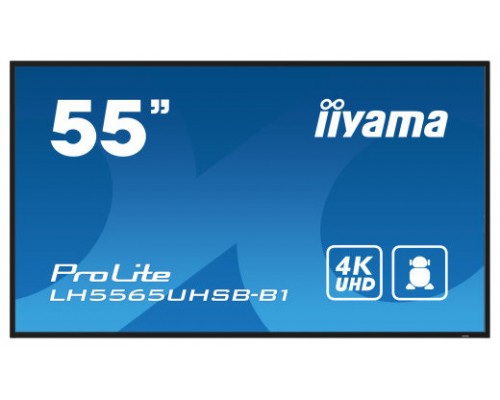 iiyama LH5565UHSB-B1 pantalla de señalización Diseño de quiosco 138,7 cm (54.6") LED Wifi 800 cd / m² 4K Ultra HD Negro Procesador incorporado Android 11 24/7 (Espera 4 dias)