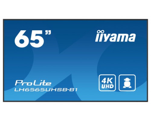 iiyama LH6565UHSB-B1 pantalla de señalización Diseño de quiosco 163,8 cm (64.5") LED Wifi 800 cd / m² 4K Ultra HD Negro Procesador incorporado Android 11 24/7 (Espera 4 dias)