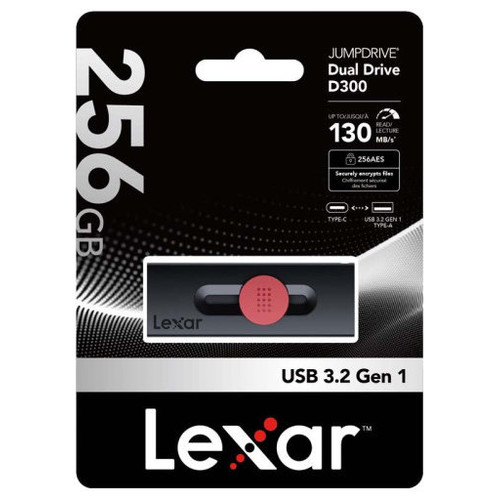 LEXAR 256GB DUAL TYPE-C AND TYPE-A USB 3.2 FLASH DRIVE, UP TO 130MB/S READ (Espera 4 dias)-SX60 LEXAR 256GB DUAL TYPE-C AND TYPE-A USB 3.2 FLASH DRIVE, UP TO 130MB/S READ (Espera 4 dias)