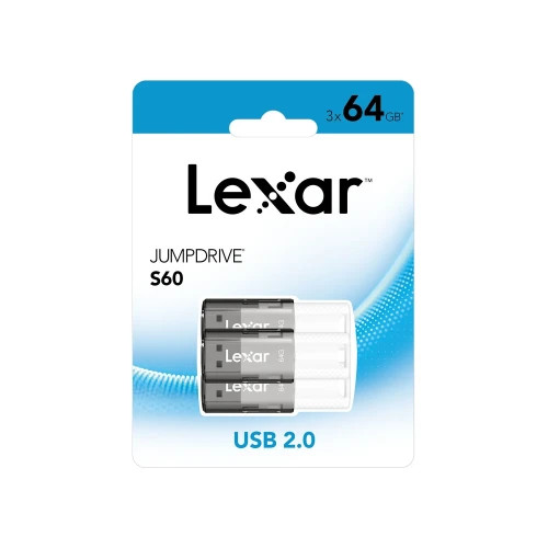 LEXAR JUMPDRIVE S60 USB 2.0 FLASH DRIVE 3 PACK 64GB (Espera 4 dias)-SX60 LEXAR JUMPDRIVE S60 USB 2.0 FLASH DRIVE 3 PACK 64GB (Espera 4 dias)
