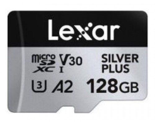 LEXAR 128GB LEXAR HIGH-PERFORMANCE SILVER PLUS MICROSDXC UHS-I, UP TO 205MB/S READ 150MB/S WRITE C10 A2 V30 U3,WITH ADAPTER (Espera 4 dias)