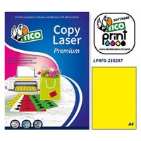CAJA 70 HOJAS ETIQUETAS AMARILLO FLUORESCENTE SIN M&Aacute;RGENES-L&Aacute;SER/INYECCI&Oacute;N DE TINTA/FOTOCOPIADORAS-210X297 MM TICO LP4FG-210297 (Espera 4 dias)