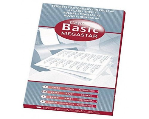 CAJA 100 HOJAS ETIQUETAS BLANCAS SIN M&Aacute;RGENES-L&Aacute;SER/INYECCI&Oacute;N DE TINTA/FOTOCOPIADORAS-210X148 MM MEGASTAR LP4MS-210148 (Espera 4 dias)