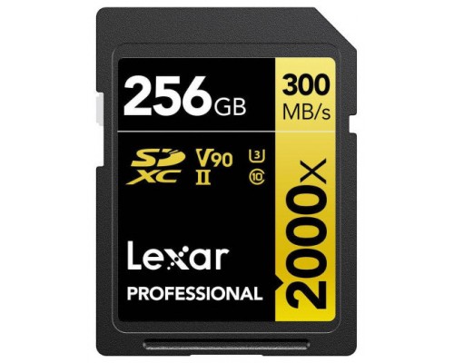 LEXAR 256GB PROFESSIONAL 2000X SDXC UHS-II CARDS, UP TO 300MB/S READ 260MB/S WRITE C10 V90 U3 (Espera 4 dias)