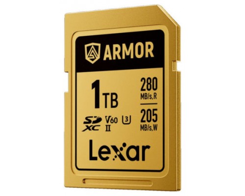 LEXAR 1TB PROFESSIONAL ARMOR GOLD SDXC UHS-II CARDS,  UP TO 280MB/S READ 210MB/S WRITE C10 V60 U3,STAINLESS STEEL CASING, IP68 (Espera 4 dias)