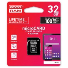 32GB, MicroSD, UHS-I, U1, 100/10MBps, Adaptador