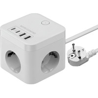 CARGADOR CUBO 3xAC + 2xUSB-C + 2xUSB-A 35W PD+GaN TYPE-F BLANCO MARS GAMING (Espera 4 dias)