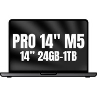 MACBOOK PRO APPLE 14"" M5 PRO 15CORE CPU+16CORE GPU 24GB 1TB NEGRO ESPACIAL (Espera 4 dias)