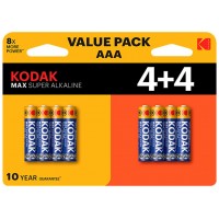 PILAS AAA KODAK MAX ALCALINA LR3 PACK 8 (4+4) UNIDADES-SX31 PILAS AAA KODAK MAX ALCALINA LR3 PACK 8 (4+4) UNIDADES