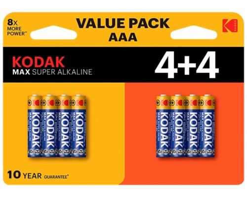 PILAS AAA KODAK MAX ALCALINA LR3 PACK 8 (4+4) UNIDADES-SX31 PILAS AAA KODAK MAX ALCALINA LR3 PACK 8 (4+4) UNIDADES