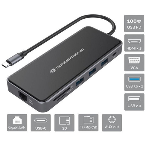 DOCKING USB-C CONCEPTRONIC DONN15G 2xHDMI 1xVGA-SX25 DOCKING USB-C CONCEPTRONIC DONN15G 2xHDMI 1xVGA