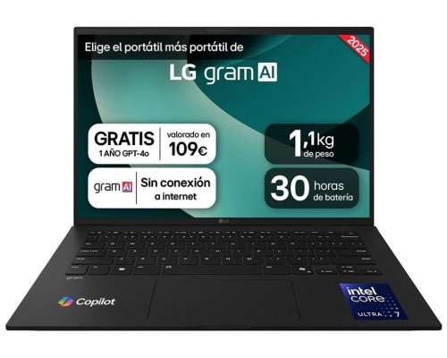 PORTATIL LG GRAM, 14", 14ZD90T, INTEL CORE ULTRA 7, 35,6 CM, 1920 X 1200 PIXELES, 16 GB, 1 TB, FREEDOS (Espera 4 dias)-SX15 PORTATIL LG GRAM, 14", 14ZD90T, INTEL CORE ULTRA 7, 35,6 CM, 1920 X 1200 PIXELES, 16 GB, 1 TB, FREEDOS (Espera 4 dias)