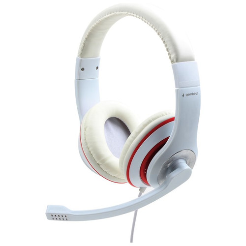 AURICULARES GEMBIRD MHS-03-WTRD BLANCO ROJO MICROFONO ALAMBRICO 3.5MM-SX30 AURICULARES GEMBIRD MHS-03-WTRD BLANCO ROJO MICROFONO ALAMBRICO 3.5MM