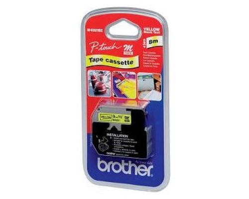 BROTHER Cinta No laminada amarillo/negro 9mm, 8m