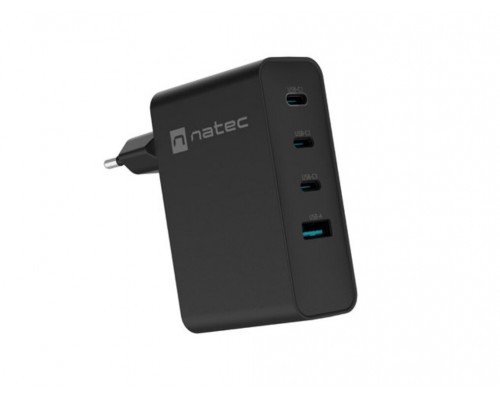 CARGADOR NATEC RIBERA GAN 100W 3XUSB-C + 1XUSB-A PD3.0 QC3.0 NEGRO