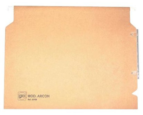 GIO Paq.25 carpetas colgantes visor lateral lomo V A4 Kraft bicolor