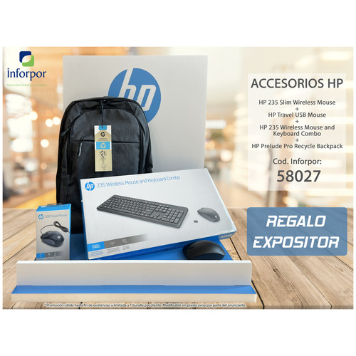 HP Pack Rat&oacute;n inalambrico 235 + Rat&oacute;n USB + Combo Wireless + Mochila + Expositor de Regalo