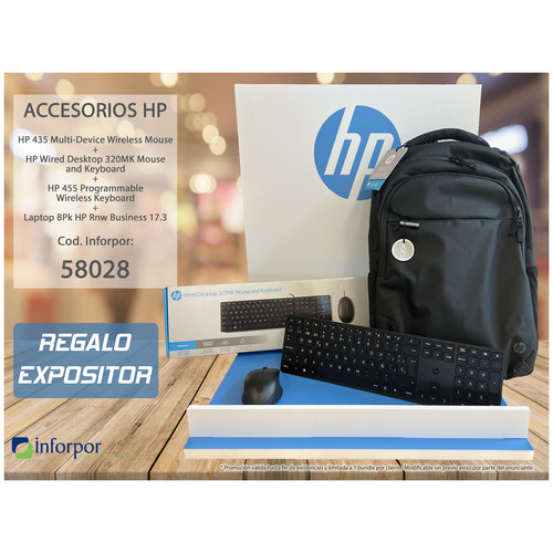 HP Pack Rat&oacute;n inalambrico 235 + Rat&oacute;n USB + Combo Wireless + Mochila + Expositor de Regalo