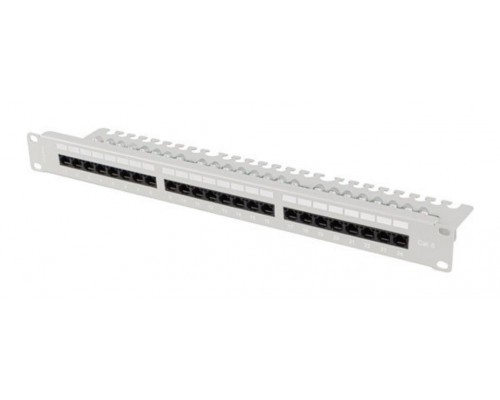 PATCH PANEL LANBERG 24 PUERTOS 1U 19" CAT.6 UTP CON ORGANIZADOR CABLES GRIS