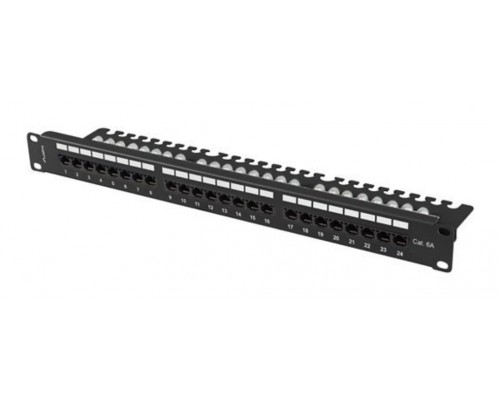 PATCH PANEL LANBERG 24 PUERTOS 1U 19" CAT.6A UTP CON ORGANIZADOR CABLES NEGRO