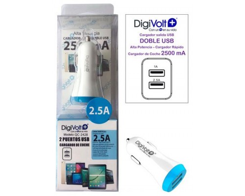 Cargador De Coche Digivolt Qc-2428 Doble Usb 2.5a