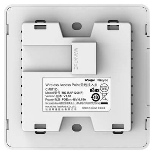 PUNTO DE ACCESO RUIJIE REYEE RG-RAP1200F WIFI5 PARED 10/100
