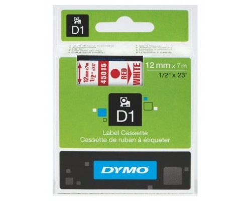 DYMO Cinta LM D1 12mmx7m Rojo/blanco