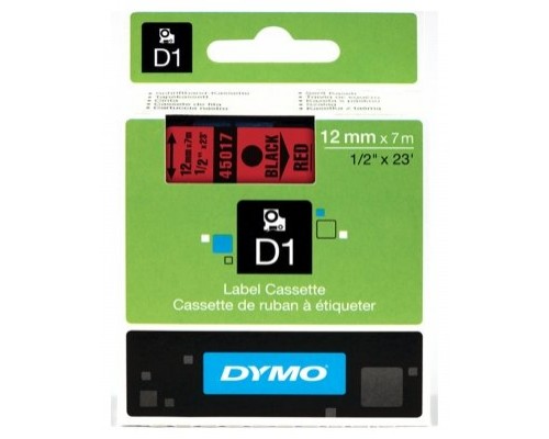 DYMO Cinta LM D1 12mmx7m Negro/rojo