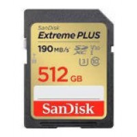SANDISK EXTREME PLUS 512GB SDXC MEMORY CARD + 2 YEARS RESCUE PRO DELUXE UP TO 190MB/S - 130MB/S READ WRITE SPEEDS (Espera 4 dias)