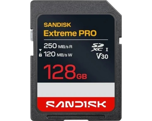 SANDISK EXTREME PRO SD UHS-I 128GB SD 250MB/S(R) / 120MB/S(W) (Espera 4 dias)