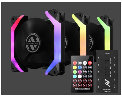 KIT 3 VENTILADORES ABKONCORE SPIDER SPECTRUM SYNC 12CM REMOTE KIT (Espera 4 dias)