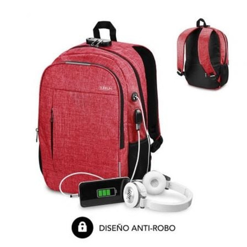 SUBBLIM Mochila para Portátil Urban Lock Backpack 16" Red (Espera 4 dias)-SX30 SUBBLIM Mochila para Portátil Urban Lock Backpack 16" Red (Espera 4 dias)