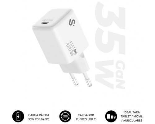 CARGADOR PARED/VIAJE USB-C GaN 35W PD BLANCO SUBBLIM (Espera 4 dias)